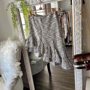 Zara Asymmetrical Tweed Mini Skirt Gray XS New